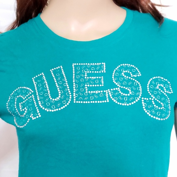 GUESS Logo Rhinestones Tee - Picture 3 of 6
